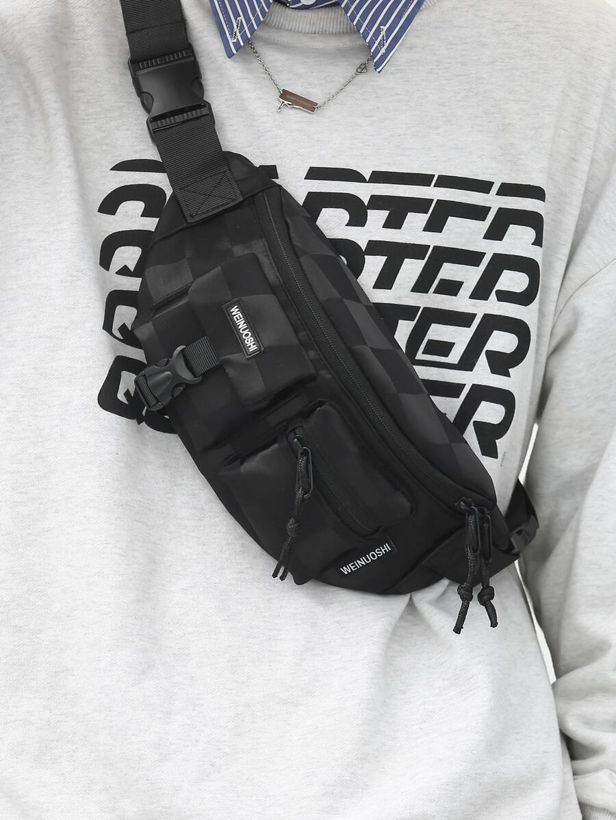 Letter Patch & Release Buckle Decor Waist Bag - Multicolor - View 1