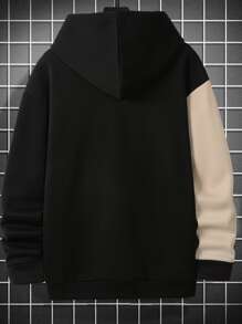 Manfinity Hypemode Men Slogan Graphic Two Tone Thermal Drawstring Hoodie - Multicolor - View 2