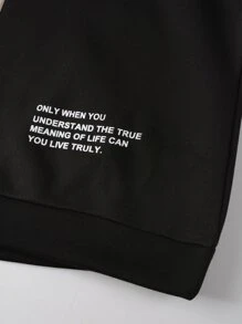 Manfinity Hypemode Men Slogan Graphic Two Tone Thermal Drawstring Hoodie - Multicolor - View 6