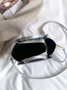Minimalist Metallic Square Bag - Silver - View 6