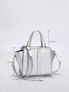 Minimalist Metallic Square Bag - Silver - View 8