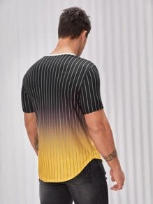 Manfinity Hombres Camiseta con estampado de rayas & de mariposa - Multicolor - Ver 2