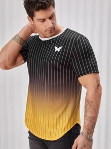 Manfinity Hombres Camiseta con estampado de rayas & de mariposa - Multicolor - Ver 4