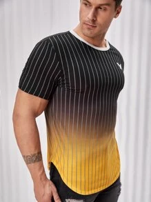 Manfinity Hombres Camiseta con estampado de rayas & de mariposa - Multicolor - Ver 3