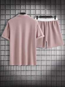 Manfinity Conjuntos para hombre Cordón Canalé Color combinado Casual - Rosa vieja - Ver 2