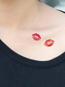 KING HORSE Pegatina de tatuaje, 1 hoja de tatuajes temporales con estampado de labios y corazones para mujeres, pegatinas de tatuaje para adultos, tatuaje realista de labios, corazón, para mujeres y niñas - Multicolor - Ver 3