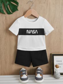 SHEIN Baby Boy Letter Graphic Tee & Shorts