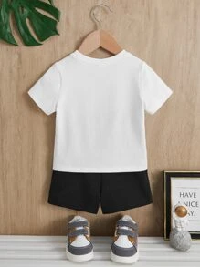 SHEIN Baby Boy Letter Graphic Tee & Shorts