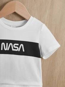 SHEIN Baby Boy Letter Graphic Tee & Shorts