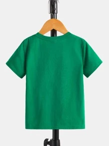 SHEIN Toddler Boys Letter Graphic Tee - Green - View 2