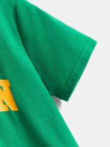 SHEIN Toddler Boys Letter Graphic Tee - Green - View 3