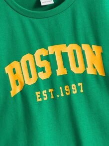 SHEIN Toddler Boys Letter Graphic Tee - Green - View 4