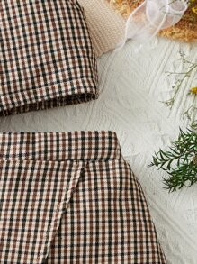 Baby Girl Plaid Print Cami Top & Shorts - Multicolor - View 3