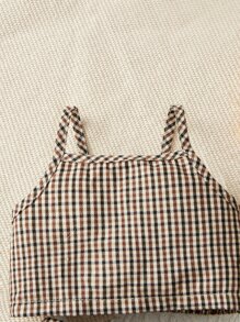 Baby Girl Plaid Print Cami Top & Shorts - Multicolor - View 4
