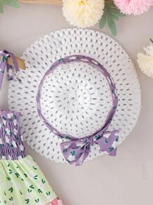 Toddler Girls Ditsy Floral Print Colourblock Ruffle Hem Cami Dress & Hat - Multicolor - View 4