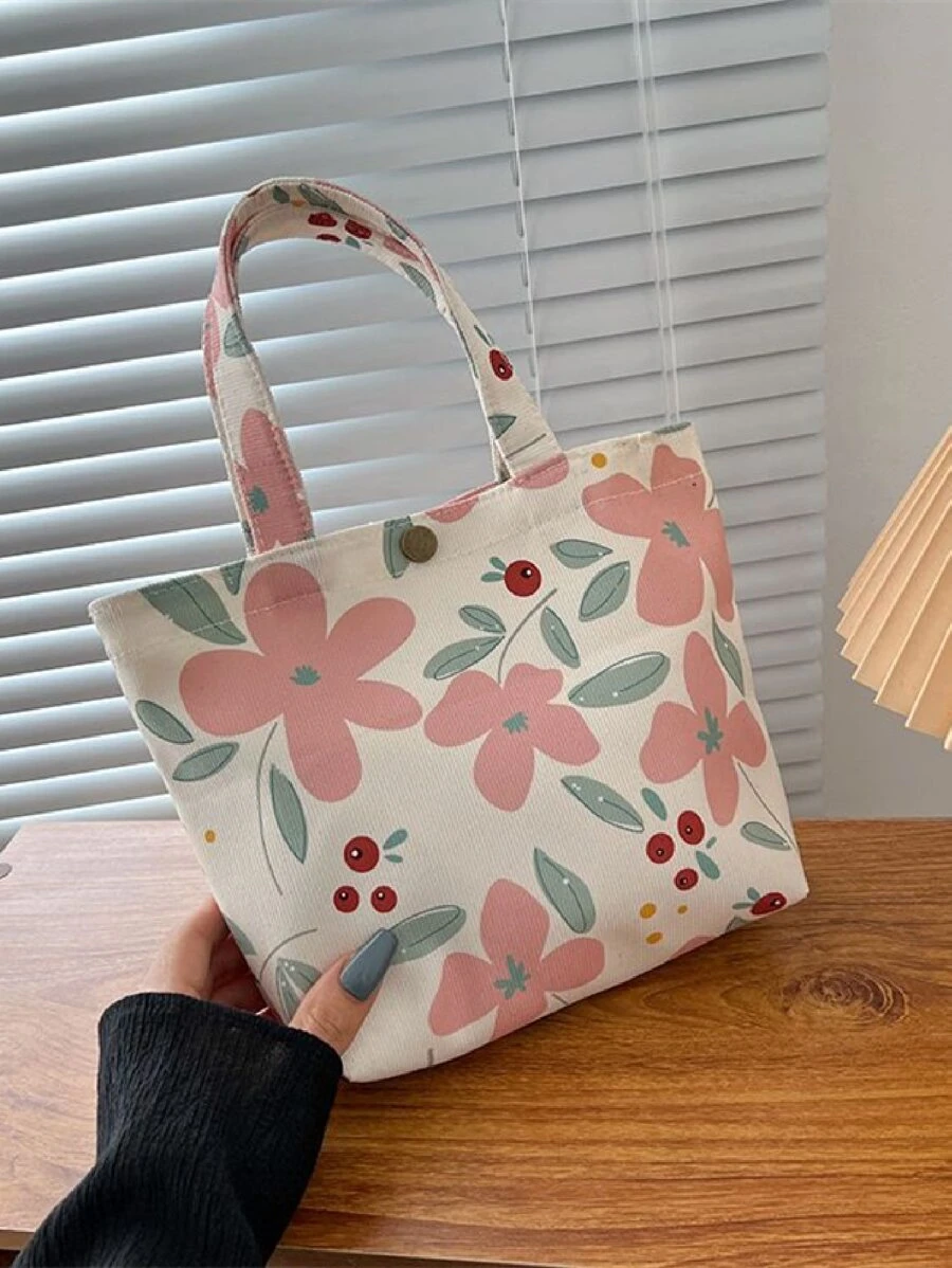 Floral Pattern Square Bag - White - View 1