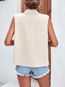 SHEIN LUNE Cazadora chaleco con estampado de leopardo con bolsillo con solapa - Albaricoque - Ver 2