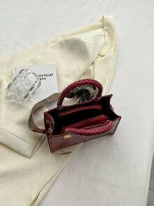 Túi đeo chéo Nữ màu trơn Có thể điều chỉnh được Đôi tay cầm Đúng mốt - Đỏ - Xem 4