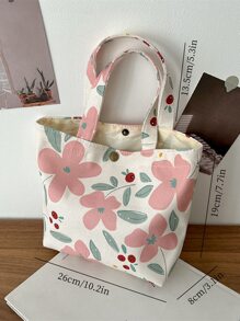 Floral Pattern Square Bag - White - View 7