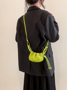 Túi đeo chéo Nữ Dây kéo Lá thư Đôi tay cầm Đúng mốt - màu xanh lá - Xem 2