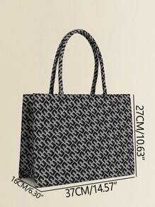Túi Xách tay Nữ Hình học Đôi tay cầm Đúng mốt - Đen và trắng - Xem 4