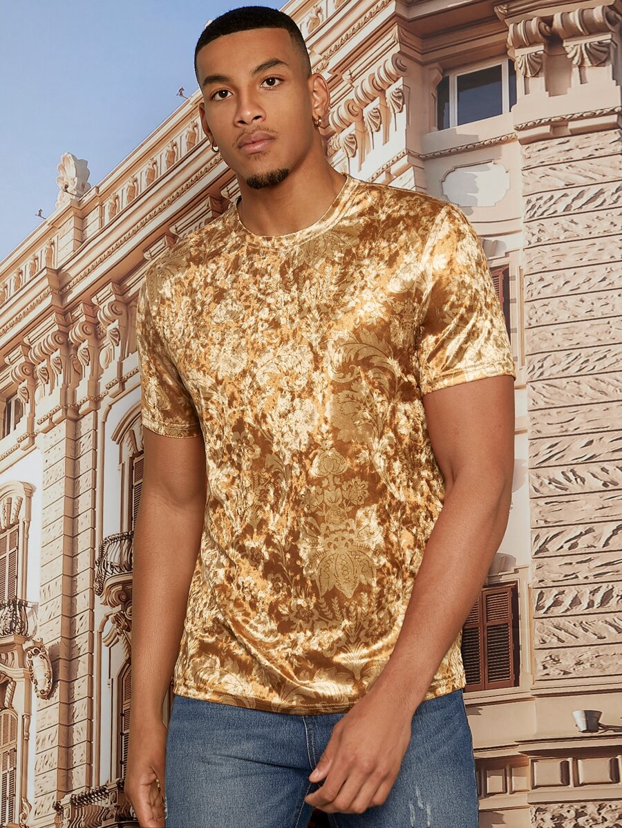 Manfinity AFTRDRK Men Floral Print Tee - Gold - View 1