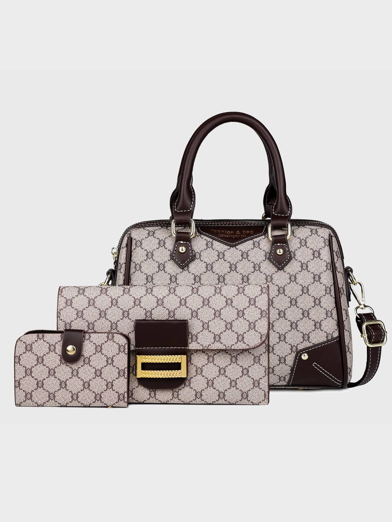 Fashion Commuter Style 3pcs Handbag Sets, Elegant Women's Shoulder Bag For Office & Everyday Use - Multicolor - View 1