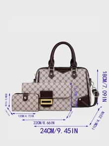 Fashion Commuter Style 3pcs Handbag Sets, Elegant Women's Shoulder Bag For Office & Everyday Use - Multicolor - View 3