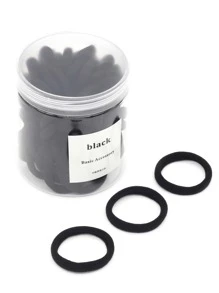 50pcs Solid Hair Tie Ponytail Holder Hair Elastic Hair Rope - Black - View 1