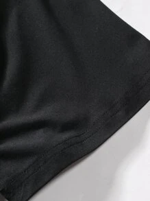 Manfinity Homme 男士字母刺繡T恤 - 黑色 - 查看 3