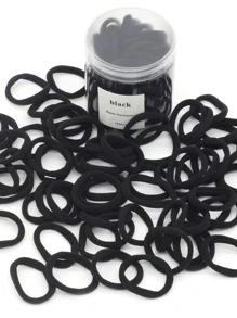 50pcs Solid Hair Tie Ponytail Holder Hair Elastic Hair Rope - Black - View 2