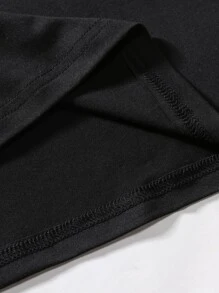 Manfinity Homme 男士字母刺繡T恤 - 黑色 - 查看 4