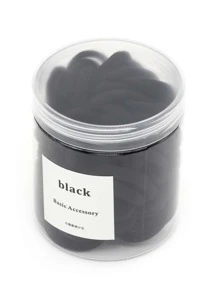 50pcs Solid Hair Tie Ponytail Holder Hair Elastic Hair Rope - Black - View 3