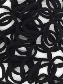50pcs Solid Hair Tie Ponytail Holder Hair Elastic Hair Rope - Black - View 4