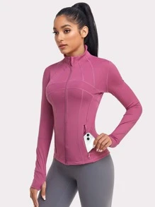 VUTRU Women's Double Pocket Zip Up Sporty Jacket With Anti-Lost Zipper Pockets - Dusty Pink - View 3