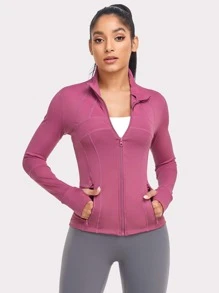 VUTRU Women's Double Pocket Zip Up Sporty Jacket With Anti-Lost Zipper Pockets - Dusty Pink - View 4