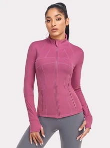 VUTRU Women's Double Pocket Zip Up Sporty Jacket With Anti-Lost Zipper Pockets - Dusty Pink - View 5