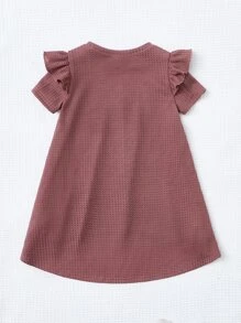 SHEIN Toddler Girls Ruffle Trim High Low Hem Dress - Redwood - View 2