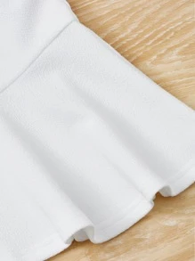 SHEIN Niñas Falda unicolor bajo con fruncido - Blanco - Ver 4