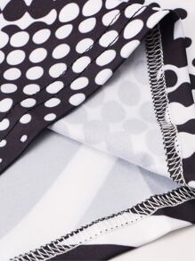 SHEIN Fitness Camiseta deportiva de manga larga con estampado de lunares y manga raglán para hombres - Blanco y Negro - Ver 4