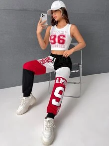 SHEIN EZwear 字母圖案短款背心 - 白色 - 查看 5