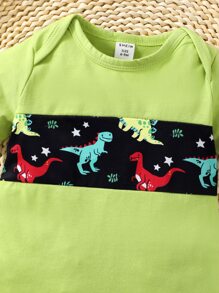 Baby Boy Dinosaur Print Bodysuit & Shorts - Multicolor - View 3