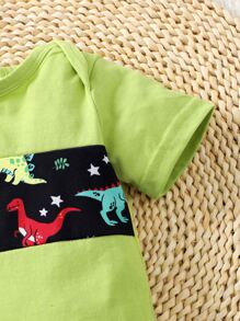 Baby Boy Dinosaur Print Bodysuit & Shorts - Multicolor - View 4