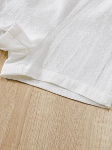 Baby Ruffle Trim Cut Out Back Romper With Accessory Headband - White - View 6