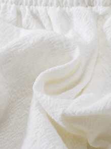 Baby Ruffle Trim Cut Out Back Romper With Accessory Headband - White - View 7