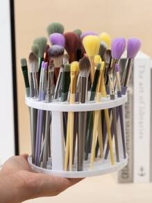 Makeup Brush Storage Stand, 1pc Plastic Makeup Organizer, Detachable Pencil Storage Holder, Pen Display Stand, Desk Organizer For Bathroom, Vanity & Countertop, Office-White - White - View 2