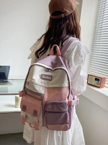 Màu sắc Tương phản Của phụ nữ Ba lô - Màu tím - Xem 1