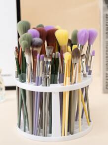 Makeup Brush Storage Stand, 1pc Plastic Makeup Organizer, Detachable Pencil Storage Holder, Pen Display Stand, Desk Organizer For Bathroom, Vanity & Countertop, Office-White - White - View 4