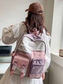 Màu sắc Tương phản Của phụ nữ Ba lô - Màu tím - Xem 7