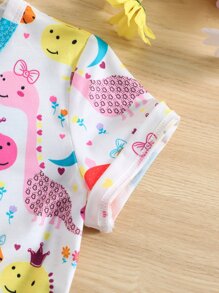 SHEIN 夏季年輕女孩可愛白色恐龍印花T恤 - 白色 - 查看 6